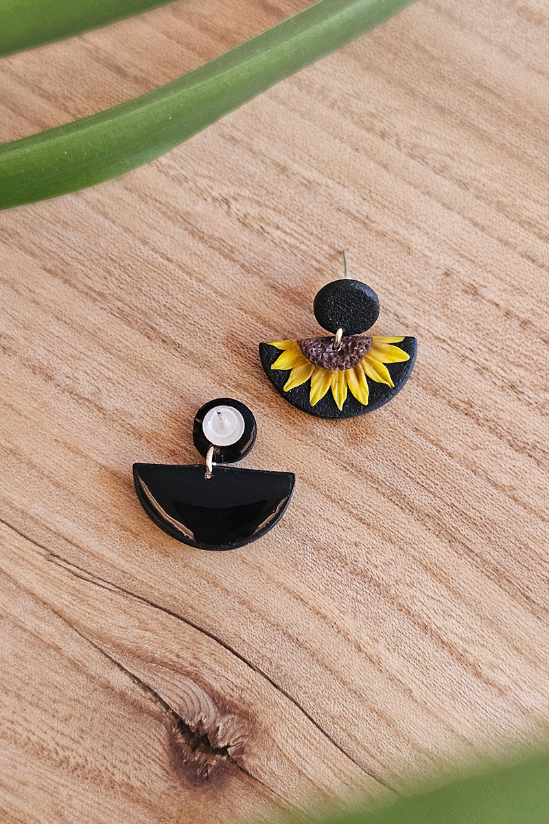 päevalillega käsitöö kõrvarõngad