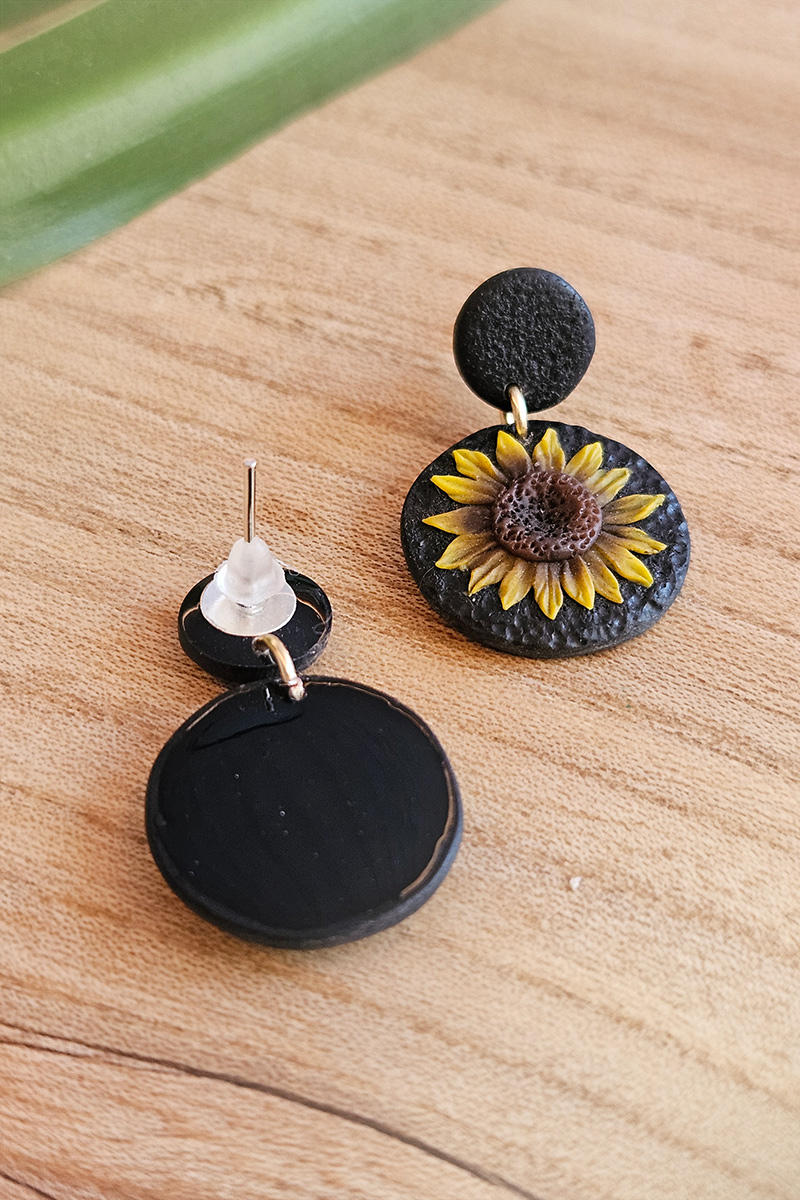 käsitöö kõrvarõngad päevalill