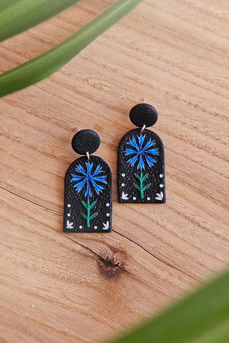 rukkilillega kõrvarõngad