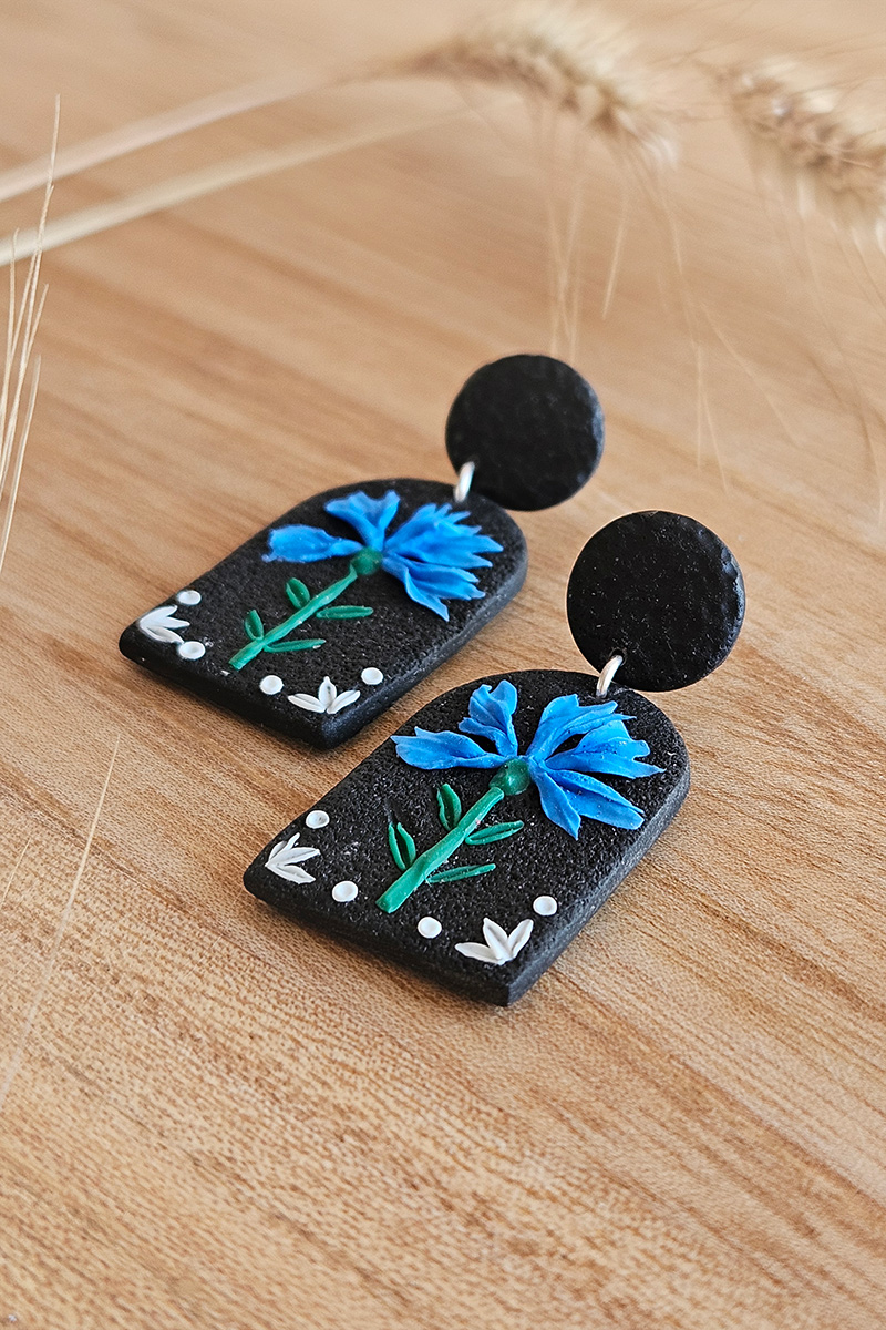 rukkilillega eesti käsitöö kõrvarõngad